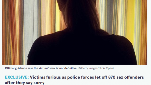 EXCLUSIVE: Victims furious as police forces let off 870 sex offenders after they say sorry