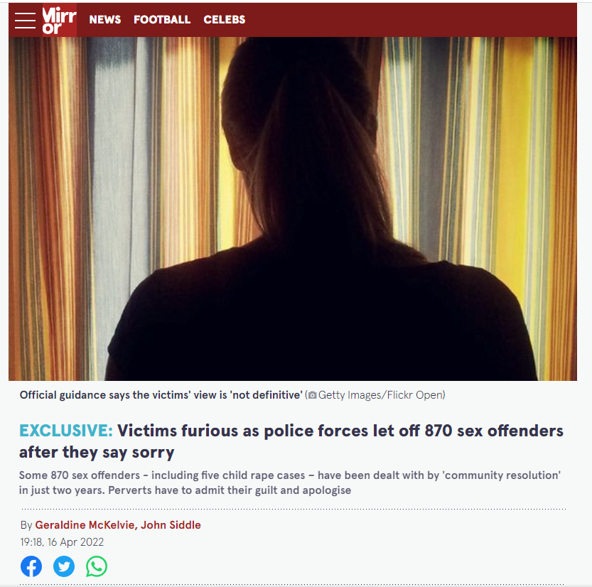EXCLUSIVE: Victims furious as police forces let off 870 sex offenders after they say sorry