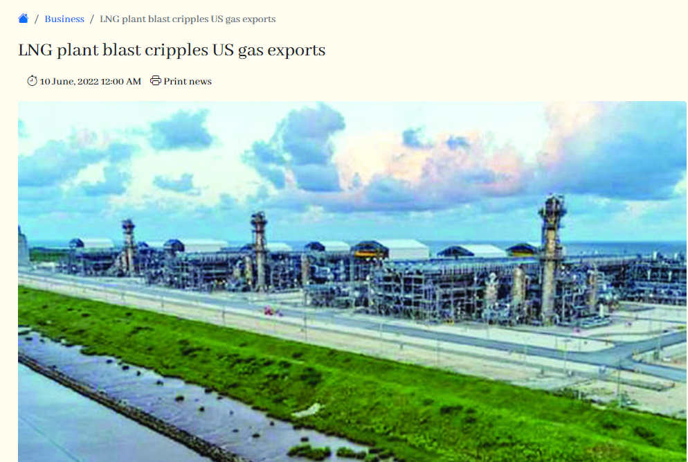 LNG plant blast cripples US gas exports