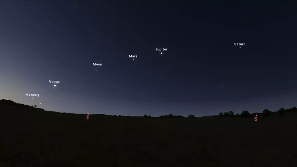 Rare alignment of 5 planets peaks Friday as crescent moon joins the parade